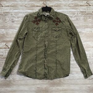 Sherry Cervi RU Apparel Western Pearl Snap Cowgirl Shirt Women XXL Rodeo Green